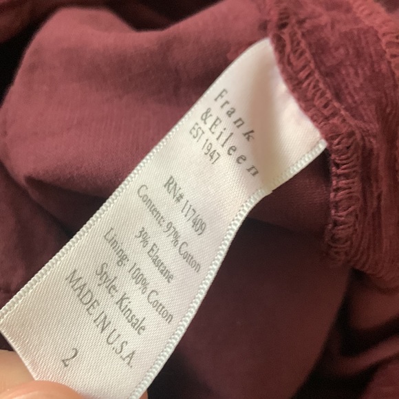 FRANK & EILEEN Kinsale Straight Leg burgundy micro corduroy pants NEW 2 4 - Picture 6 of 7